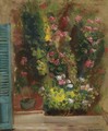 Flowers On The Window Ledge - Boris Dmitrievich Grigoriev