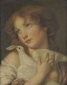 Girl Holding A Dove - (after) Greuze, Jean Baptiste