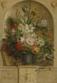 Still Life Of Flowers In A Niche - Willem van Leen