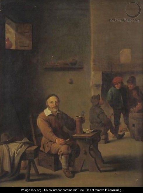 Figure Enjoying A Pipe And A Drink At A Tavern - (after) David The Elder Teniers