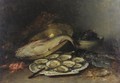 Still Life With Oysters, Salmon And Shrimp - Guillaume-Romain Fouace