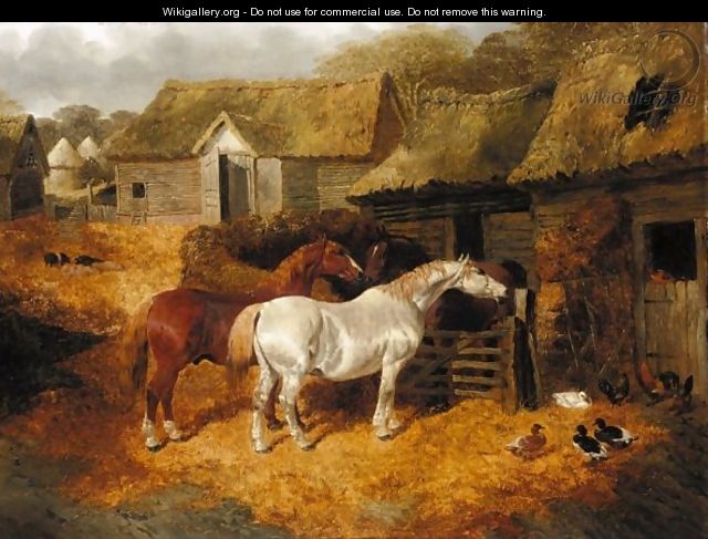 Farmyard With Horses - John Frederick Herring, Jnr.