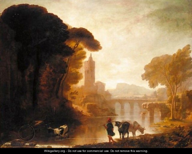 Italianate Landscape With Cattle - (after) Richard Wilson