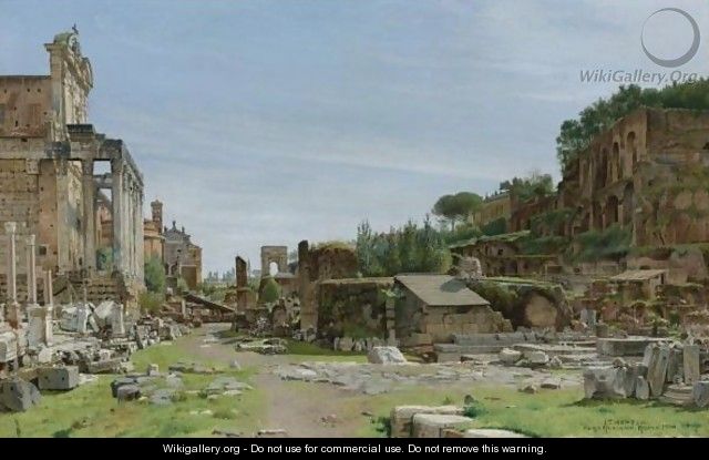 The Roman Forum A View From The Via Sacra Looking East Towards The Arch Of Titus - Joseph Theodor Hansen