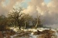 Figures In A Winter Landscape - Remigius Adriannus van Haanen