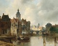 View Of A Canal In A Dutch Town - Antonie Waldorp