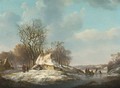 A Winter Landscape With Skaters On The Ice - Nicolaas Barnouw