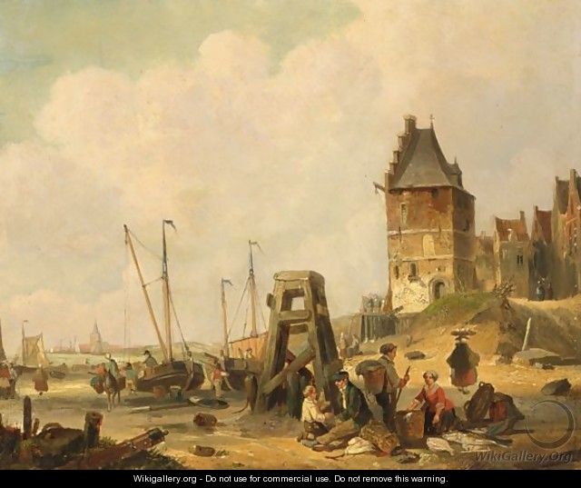Fisherfolk In A Village, Zeeland - Joseph Jodocus Moerenhout