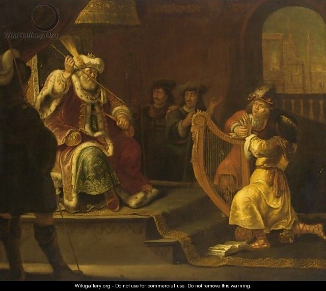 David Playing The Harp Before Saul (I Sam. 1623) - (after) Franz Wulfhagen