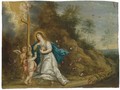 Mary Magdalene In Penitence In A Landscape With Putti - (after) Pieter Van Avont