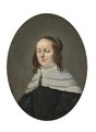 A Portrait Of A Lady, Bust Length, Wearing A Black Dress With A Lace Collar And A Pearl Neck Lace - (after) Gerard Ter Borch