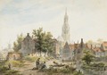 A Dutch Town View With Figures Conversing - Bartholomeus Johannes Van Hove