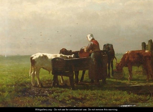 Feeding The Calves - Johannes-Hubertus-Leonardus de Haas