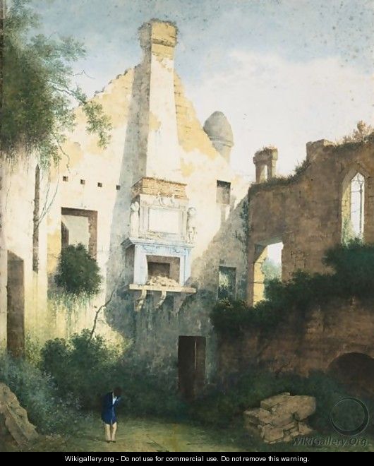 A Ruin Landscape With Remains Of A Chimney - Joseph Augustus Knip