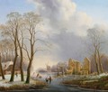 A Dutch Winter Landscape With Figures On A Frozen River - Hendrik Altmann