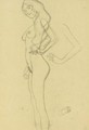 Standing Female Nude To The Left, Arm Study - Gustav Klimt