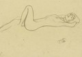 Lying Female Nude With Positioned Left Leg - Gustav Klimt