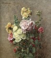 Roses Tremieres Sans Vase - Ignace Henri Jean Fantin-Latour