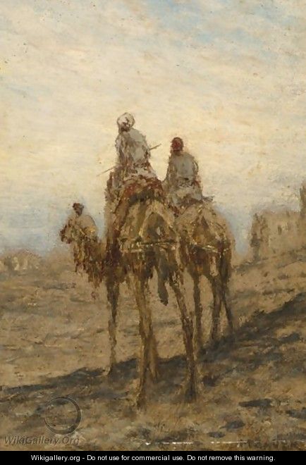 Bedouins On Camels In The Desert - Marius Bauer