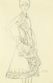 Woman In Richly Patterned Dress, Right Hand Resting On Hip - Gustav Klimt