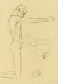 Kneeling Male Nude With Sprawled Out Arms, Male Torso - Gustav Klimt