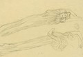 Two Studies Of A Floating Draped Figure To The Right - Gustav Klimt