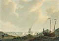 Beach Scene With Fisherfolk Near Ships On The Shore - Johannes Christian Schotel