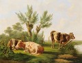 Cows Resting In A Summer Landscape - Albertus Verhoesen