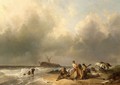 Figures On The Beach, A Schip Wreck In The Breakers - Charles Rochussen