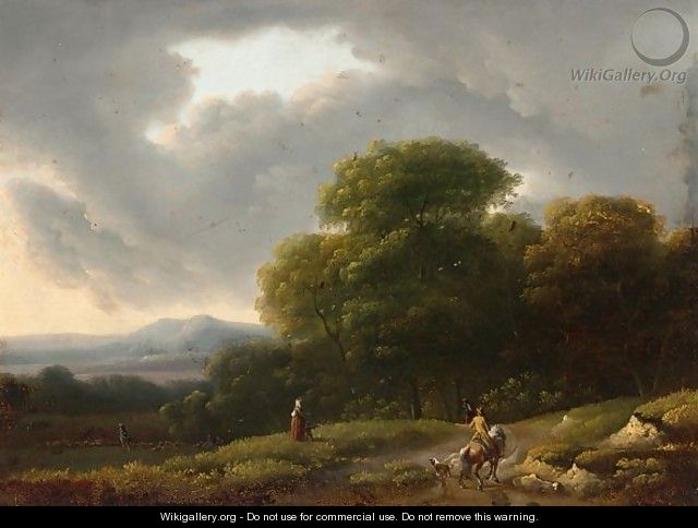 A Horseman On A Country Road And Figures In The Fields - (after) Lazare Bruandet