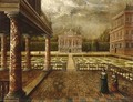 A Formal Garden With A Loggia And Two Palaces - (after) Louis De Caullery