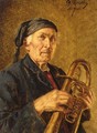 Portrait Of A Man Playing The Trumpet And A Man Smoking A Pipe - German School