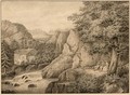 Figures Resting In A Mountainous Landscape - Carl Julius Hermann Schroder