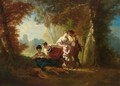 A Pastoral Scene In A Wooded Landscape - French School