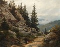 Traveller Resting Along A Path In A Mountain Landscape - Johannes Grimelund
