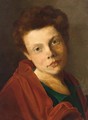 Portrait Of A Young Man Wearing A Red Mantle And A Blue Shirt - German School