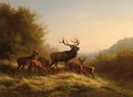 Deer In A Landscape - Johannes Christian Deiker