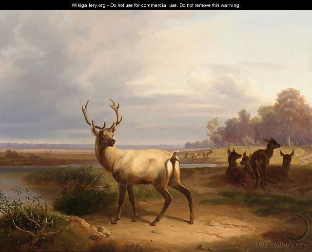 Deer In A Landscape - Christian Frederik Carl Holm