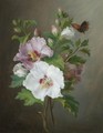 A Still Life Of A Bouquet Rose Of Sharon - Joseph-Laurent Malaine