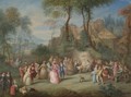 A Fete Galante In A Landscape Below A Hilltop Town - (after) Watteau, Jean Antoine