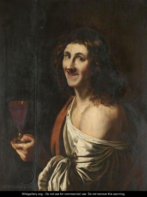 A Man Holding A Glass Of Wine - (after) Christiaen Van Couwenbergh