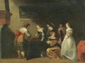 An Elegant Company In An Interior With A Lady And Gentleman Playing Tric-Trac - (after) Christoffel Jacobsz. Van Der Laemen