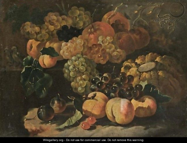 A Still Life With Grapes, Plums, Peaches, Apricots, Cherries, A Melon And Various Other Fruit - (after) Giovanni Paolo Castelli, Called Spadino
