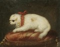 A Portrait Of A Spaniel Sitting On A Cushion - Milanese School