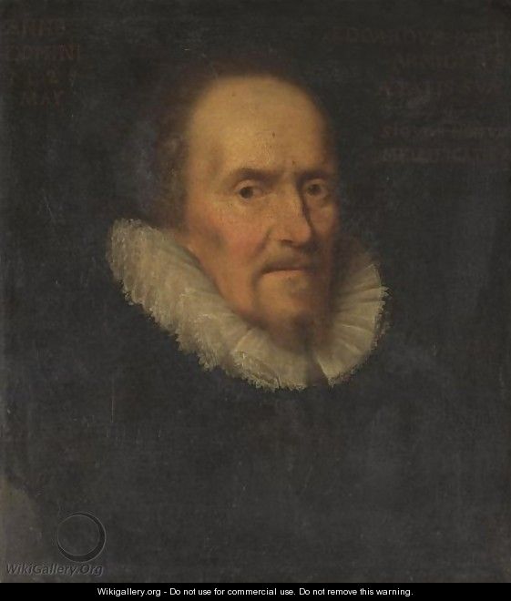 Portrait Of A Gentleman, Head And Shoulders, Wearing Black With A White Ruff - English School