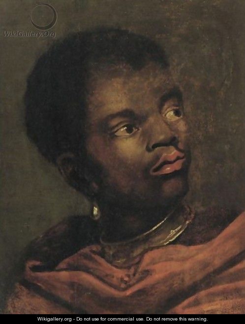 Portrait Of A Black Page, Head And Shoulders, Wearing A Red Cloak - (after) Dyck, Sir Anthony van