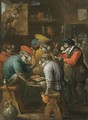 A Singerie Scene With Monkeys Drinking And Smoking In A Tavern Interior - (after) David The Younger Teniers