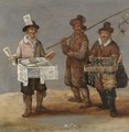 A Pamphlet Seller And A Pilgrim Together With A Merchant Hawking Religious Trinkets - (after) Sebastian Vrancx