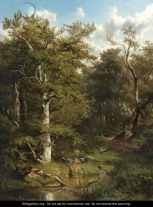An Eagle And His Prey In The Woods - Marianus Adrianus Koekkoek
