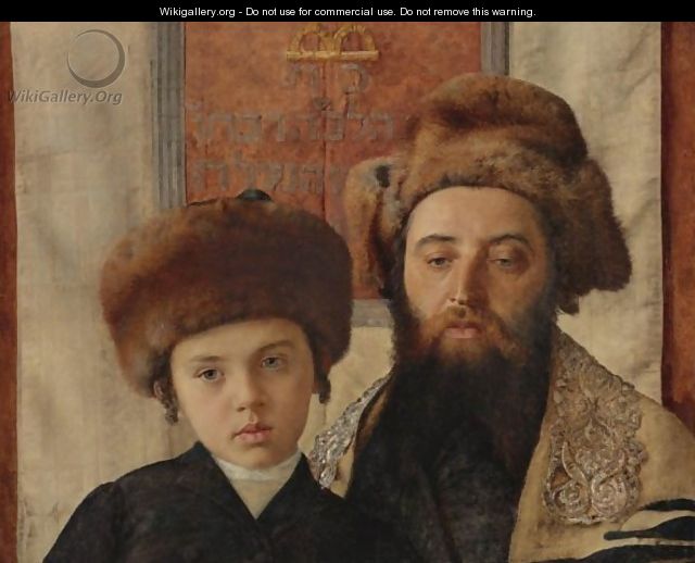 Portrait Of A Rabbi With A Young Pupil - Isidor Kaufmann